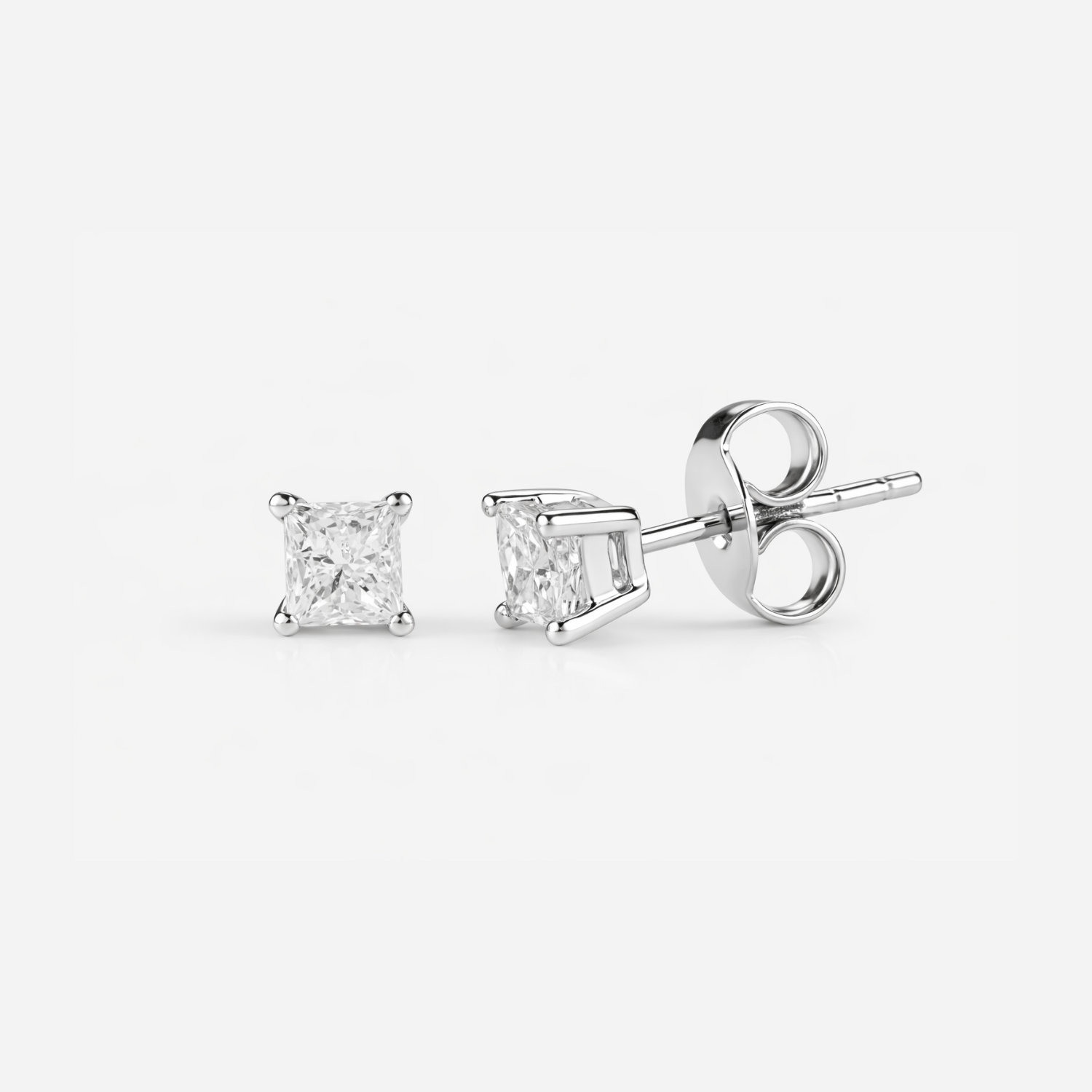 Princess Cut Diamond Earrings - 9ct Gold