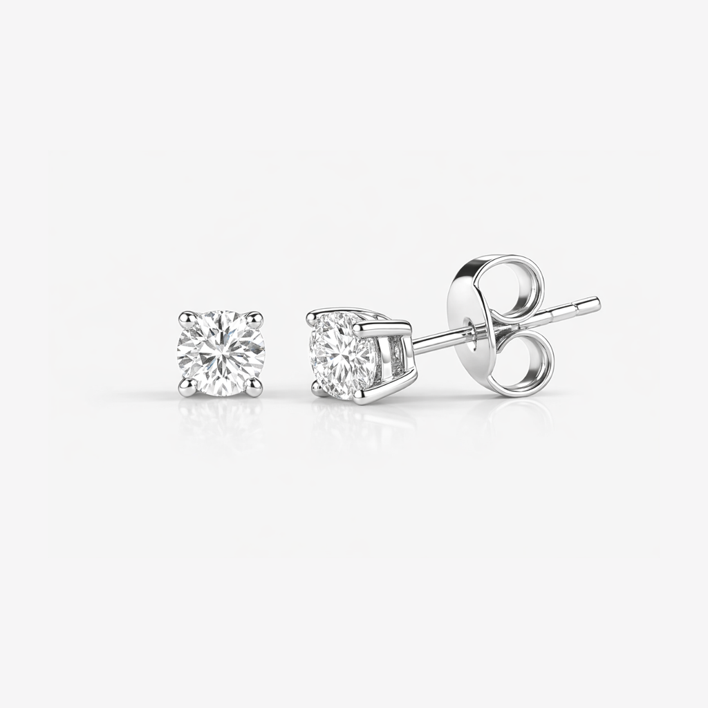 Round Brilliant Cut Diamond Earrings - 9ct Gold