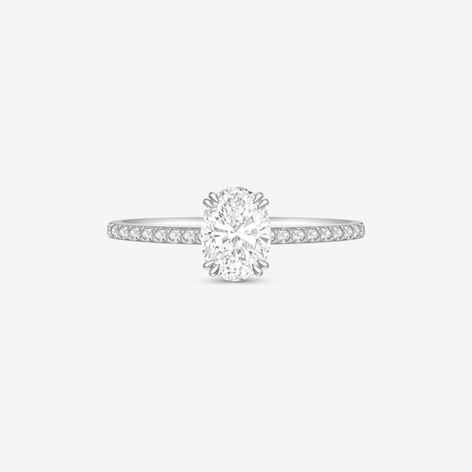2.20ct Oval Cut Lab Grown Diamond Ring with Diamond Shoulders - 9ct White Gold
