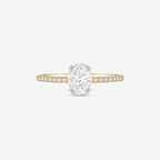 2.20ct Oval Cut Lab Grown Diamond Ring with Diamond Shoulders - 9ct Yellow Gold