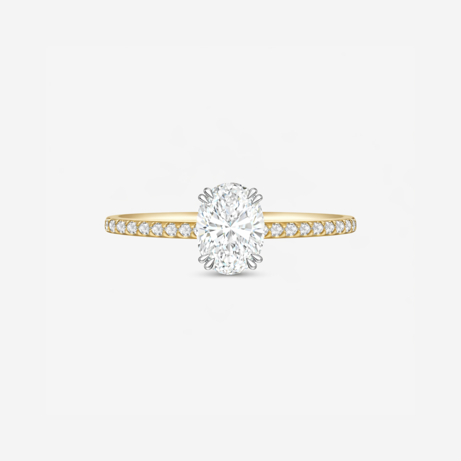2.20ct Oval Cut Lab Grown Diamond Ring with Diamond Shoulders - 9ct Yellow Gold