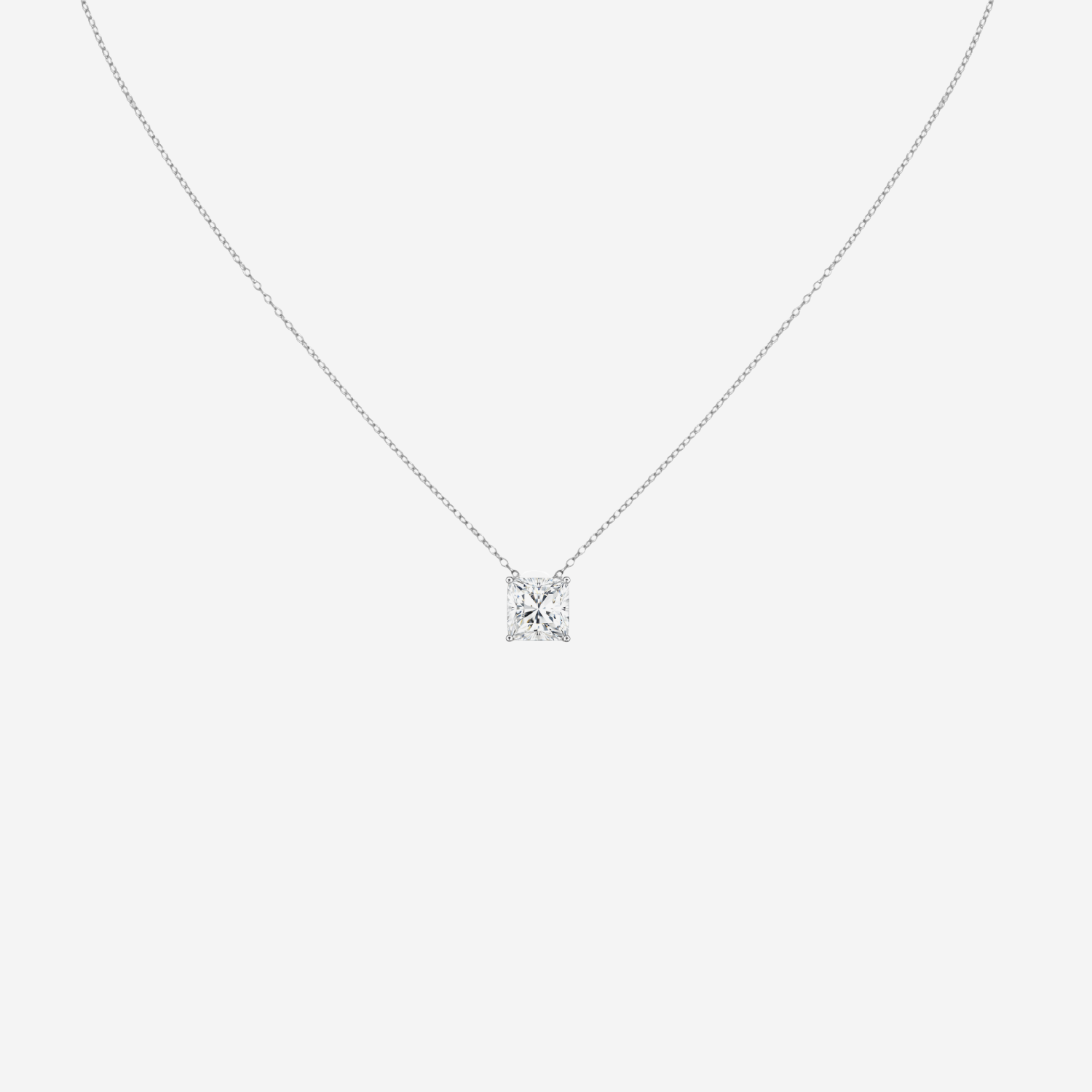 0.50ct Princess Cut Lab Grown Diamond Necklace - 9ct White Gold