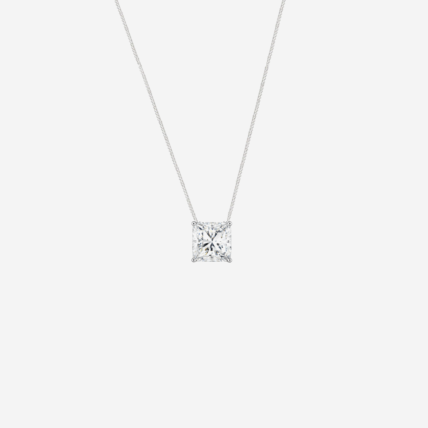 0.50ct Princess Cut Lab Grown Diamond Necklace - 9ct White Gold