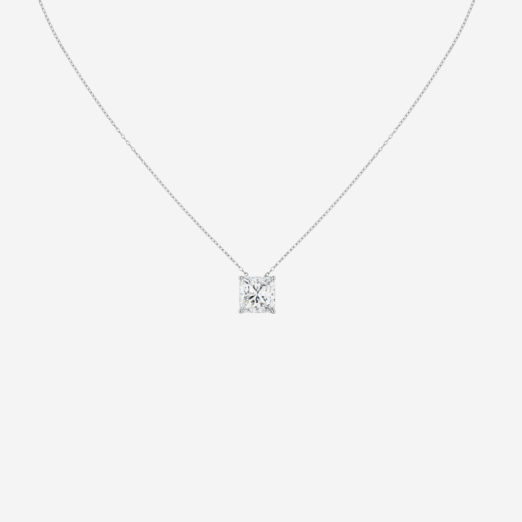 1.00ct Princess Cut Lab Grown Diamond Necklace - 9ct White Gold