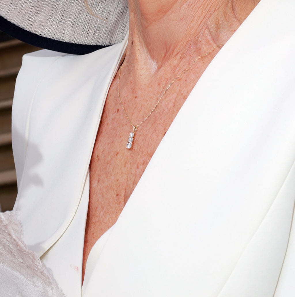 1.00ct Lab Grown Diamond Trilogy Drop Necklace - 9ct Gold