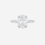 4.27ct Oval Cut Lab Grown Diamond Ring with Diamond Shoulders - 9ct White Gold