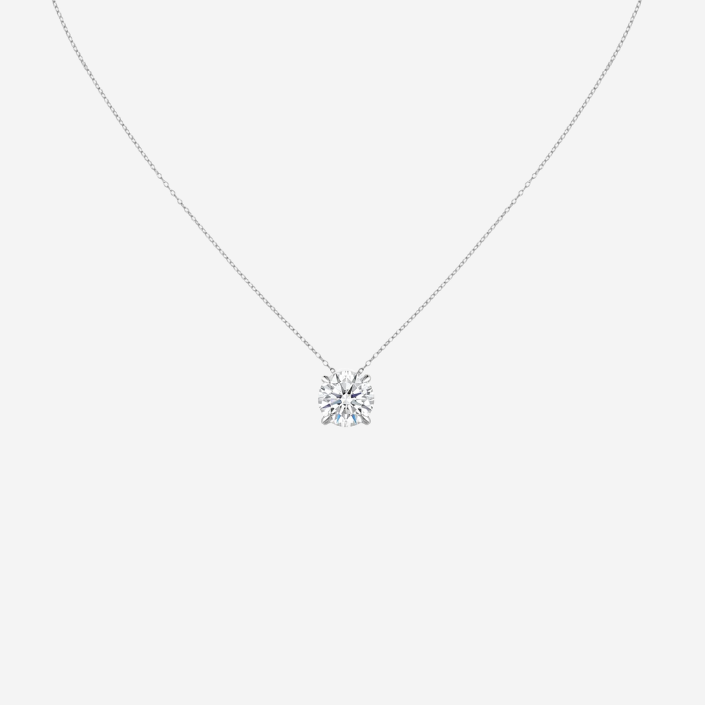 1.00ct Round Cut Lab Grown Diamond Necklace - 9ct White Gold