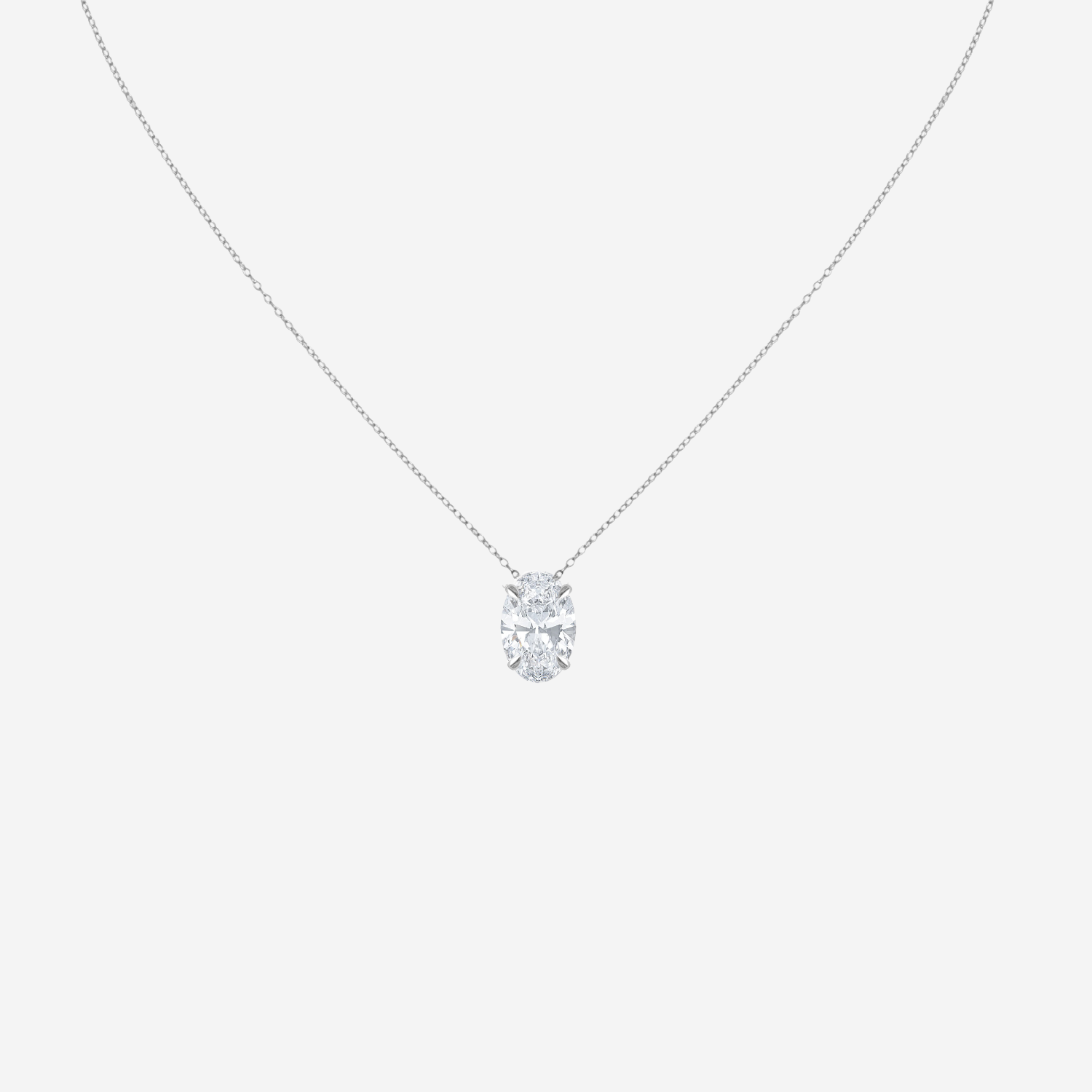 1.00ct Oval Cut Lab Grown Diamond Necklace - 9ct White Gold