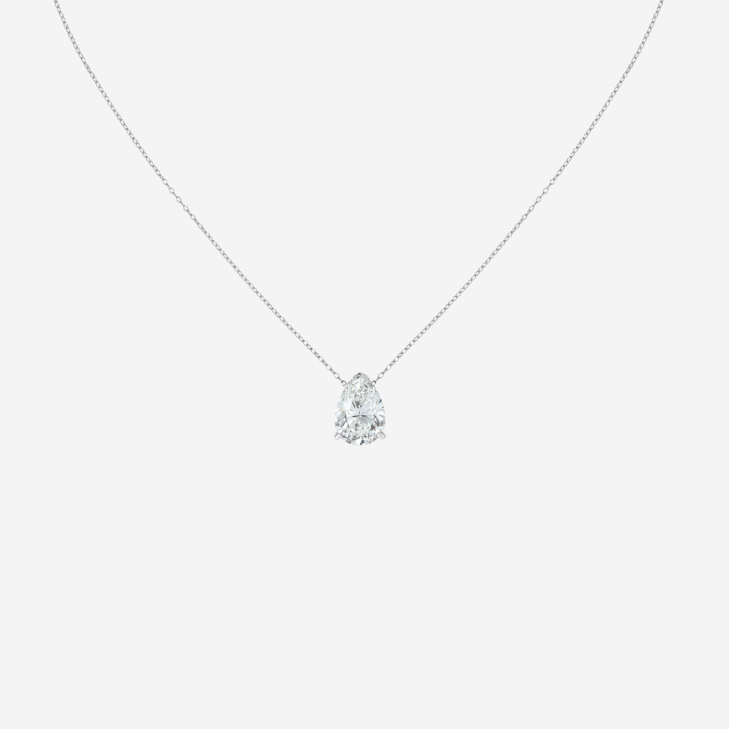 1.00ct Pear Cut Lab Grown Diamond Necklace - 9ct White Gold