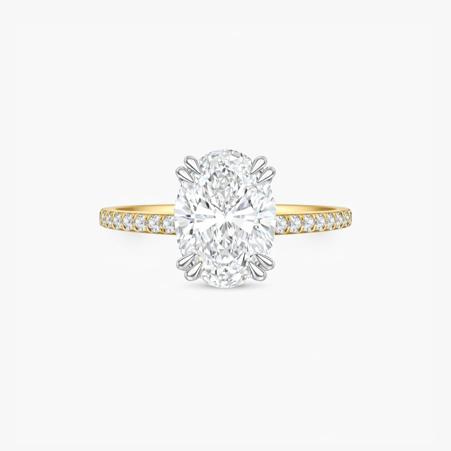 4.27ct Oval Cut Lab Grown Diamond Ring with Diamond Shoulders - 9ct Yellow Gold