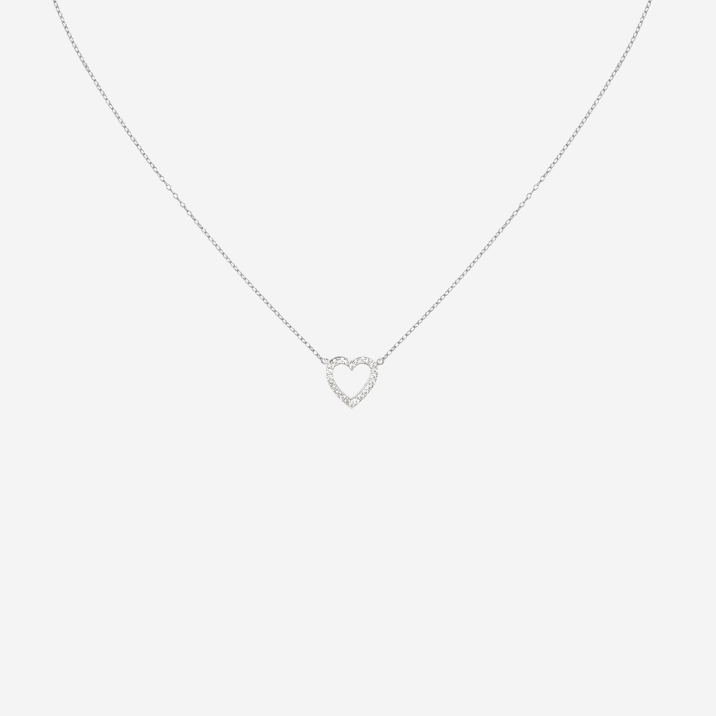 Dainty Diamond Heart Necklace - 9ct Gold