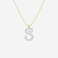 1.00ct Lab Grown Fancy Diamond Initial Necklace - 9ct Yellow Gold