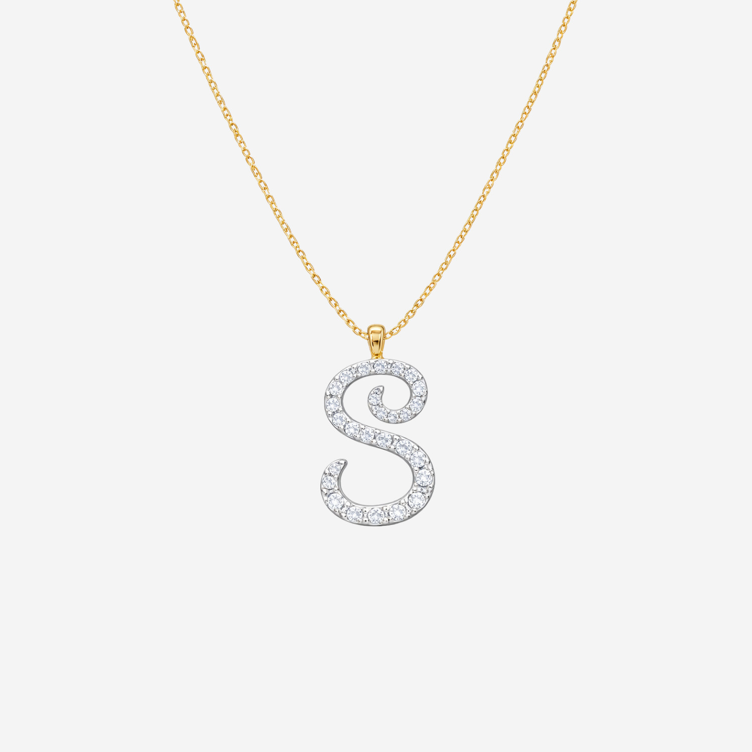 1.00ct Lab Grown Fancy Diamond Initial Necklace - 9ct Yellow Gold