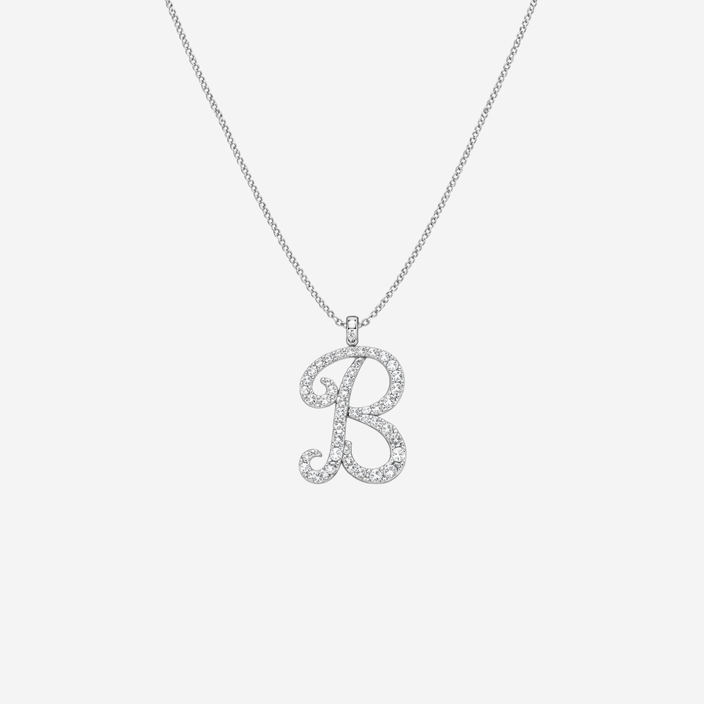 1.00ct Lab Grown Fancy Diamond Initial Necklace - 9ct White Gold