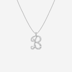 1.00ct Lab Grown Fancy Diamond Initial Necklace - 9ct White Gold