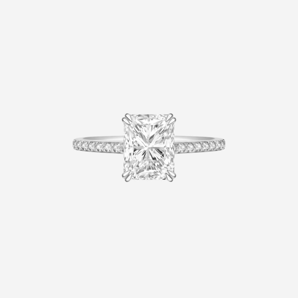 2.30ct Radiant Cut Lab Grown Diamond Ring with Diamond Shoulders - 9ct White Gold