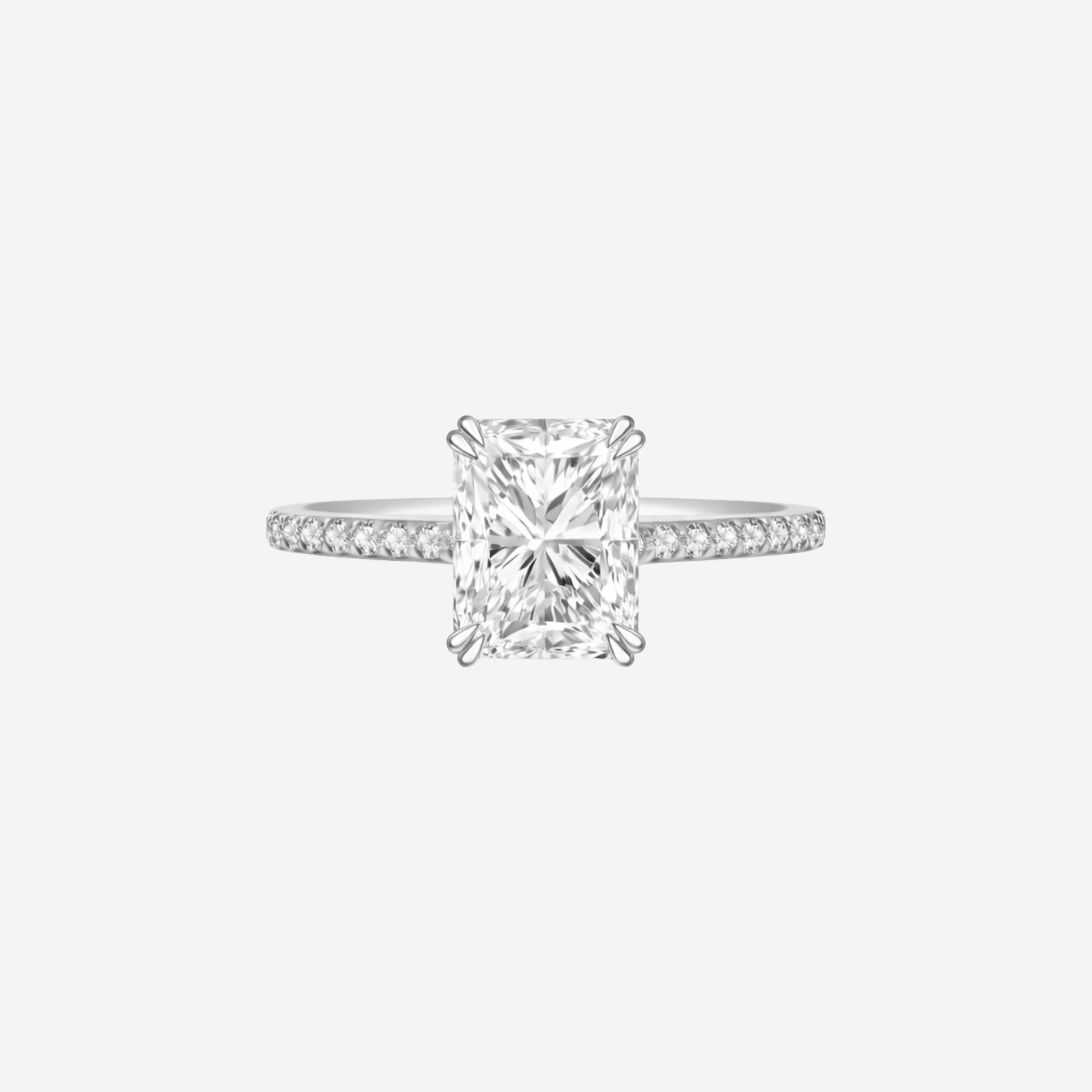 2.30ct Radiant Cut Lab Grown Diamond Ring with Diamond Shoulders - 9ct White Gold