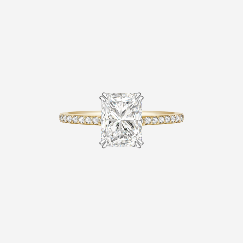 2.30ct Radiant Cut Lab Grown Diamond Ring with Diamond Shoulders - 9ct Yellow Gold
