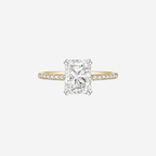 2.30ct Radiant Cut Lab Grown Diamond Ring with Diamond Shoulders - 9ct Yellow Gold