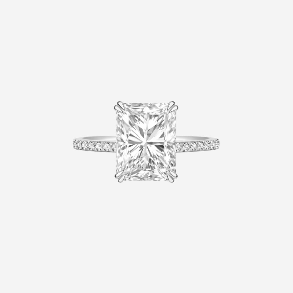4.22ct Radiant Cut Lab Grown Diamond Ring With Diamond Shoulders - Platinum