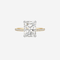 4.22ct Radiant Cut Lab Grown Diamond Ring With Diamond Shoulders - 18ct Yellow Gold