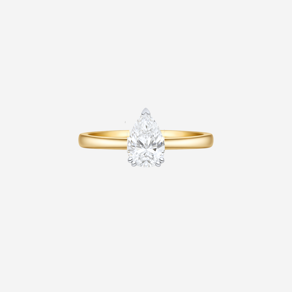 1.00ct Pear Cut Lab Grown Diamond Ring - 9ct Yellow Gold