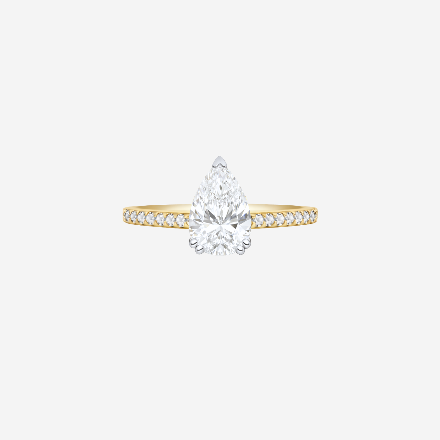 2.26ct Pear Cut Lab Grown Diamond Ring With Diamond Shoulders - 9ct Yellow Gold