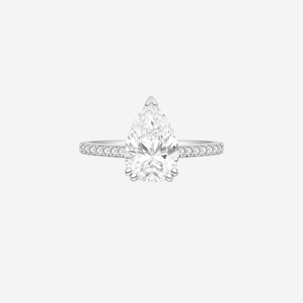 4.38ct Pear Cut Lab Grown Diamond Ring With Diamond Shoulders - Platinum