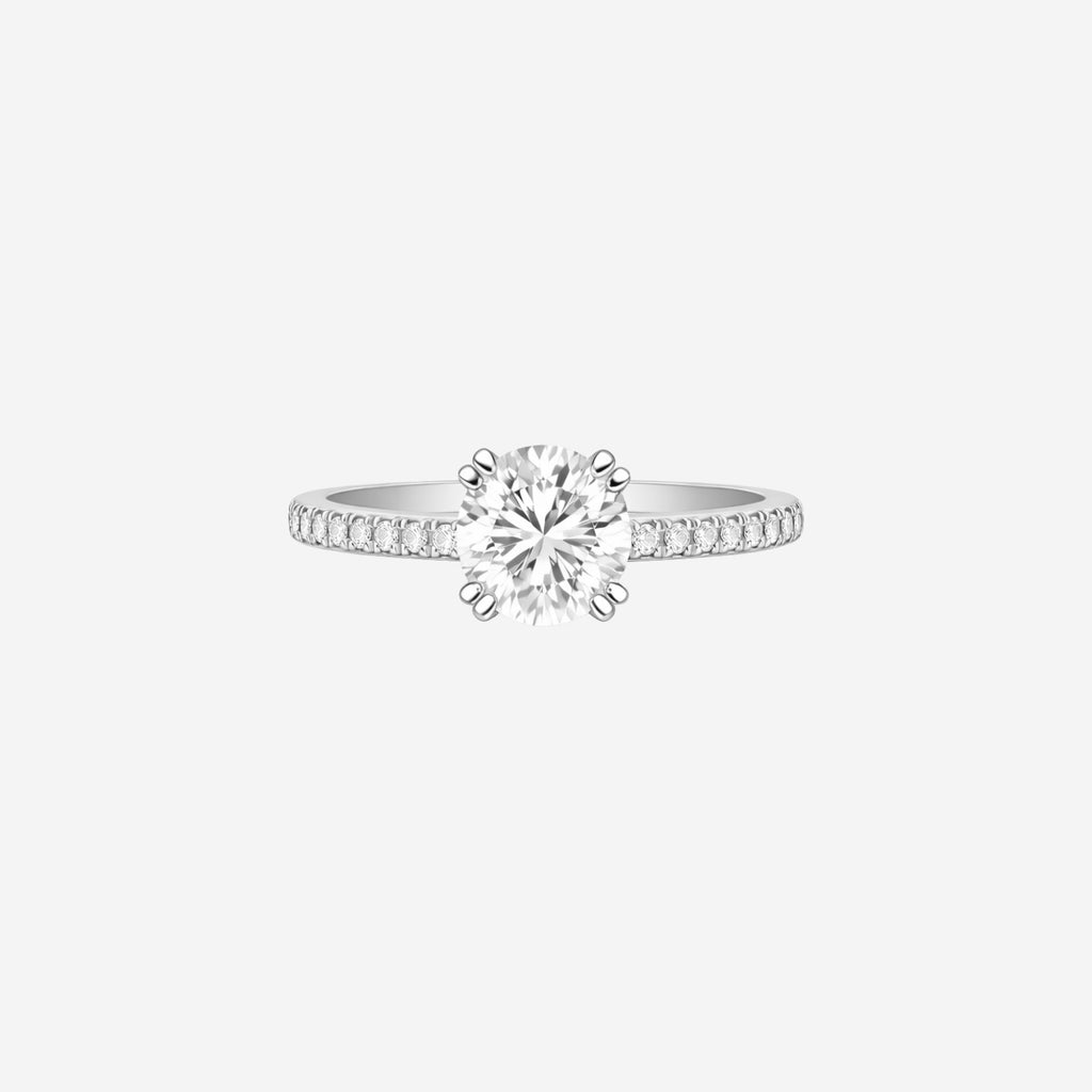 2.27ct Round Cut Lab Grown Diamond Ring with Diamond Shoulders - 18ct White Gold