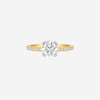 2.27ct Round Cut Lab Grown Diamond Ring with Diamond Shoulders - 9ct Yellow Gold