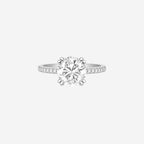 4.18ct Round Cut Lab Grown Diamond Ring with Diamond Shoulders - Platinum