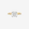 4.18ct Round Cut Lab Grown Diamond Ring with Diamond Shoulders - 18ct Yellow Gold