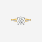 4.18ct Round Cut Lab Grown Diamond Ring with Diamond Shoulders - 18ct Yellow Gold