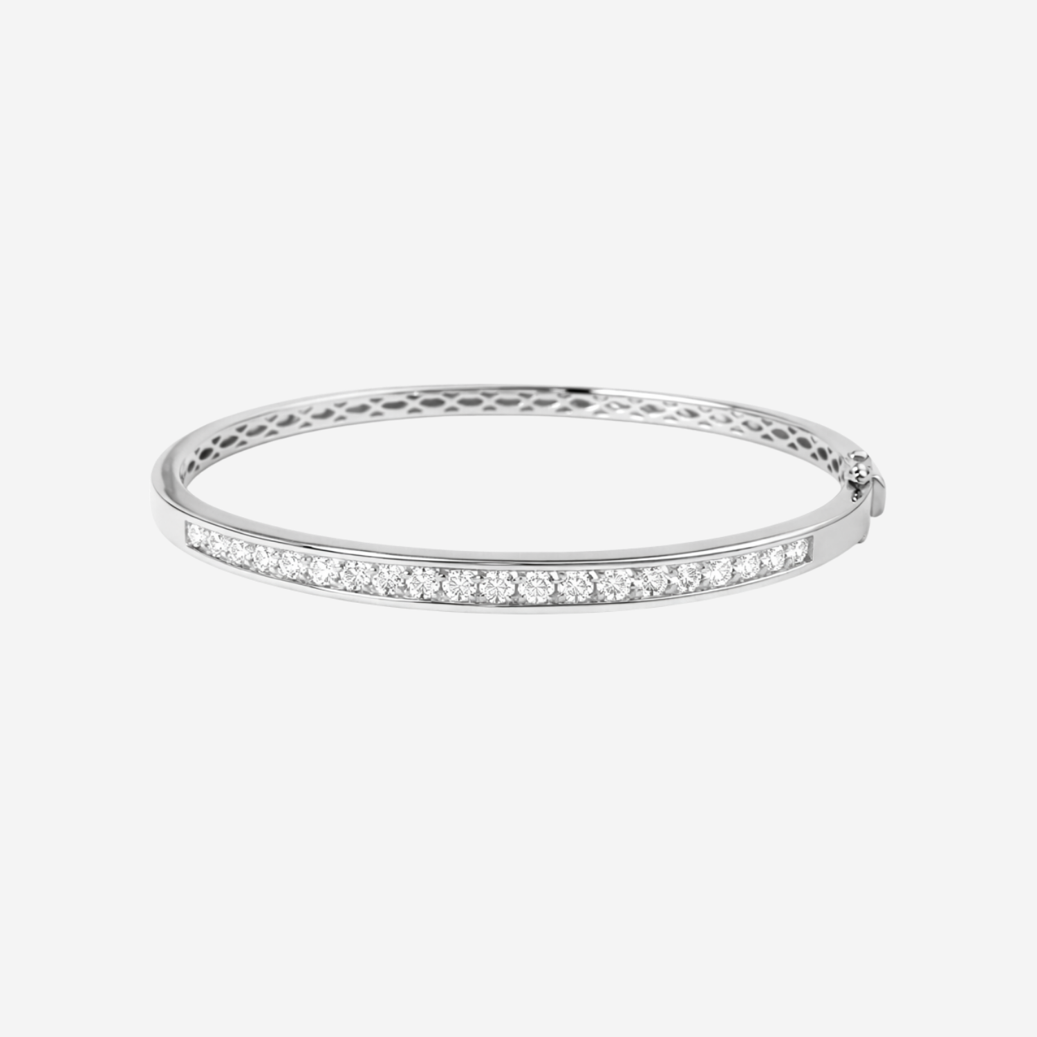 Channel Set Diamond Bangle - 9ct White Gold