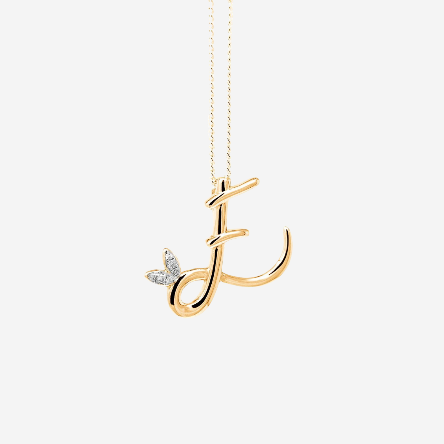 Winged Diamond Initial Necklace - 18ct Gold