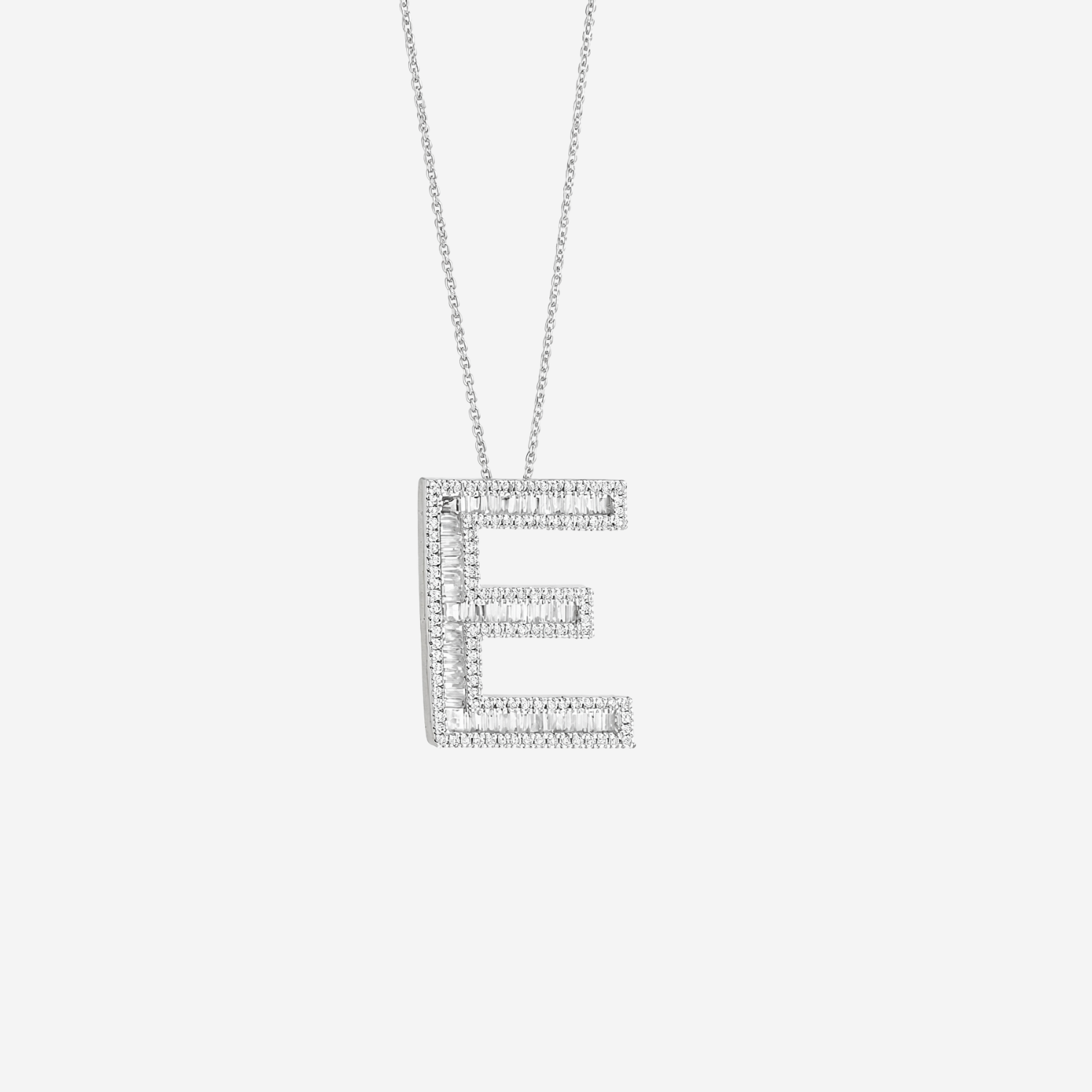 Fancy Baguette Diamond Initial Necklace - 18ct Gold