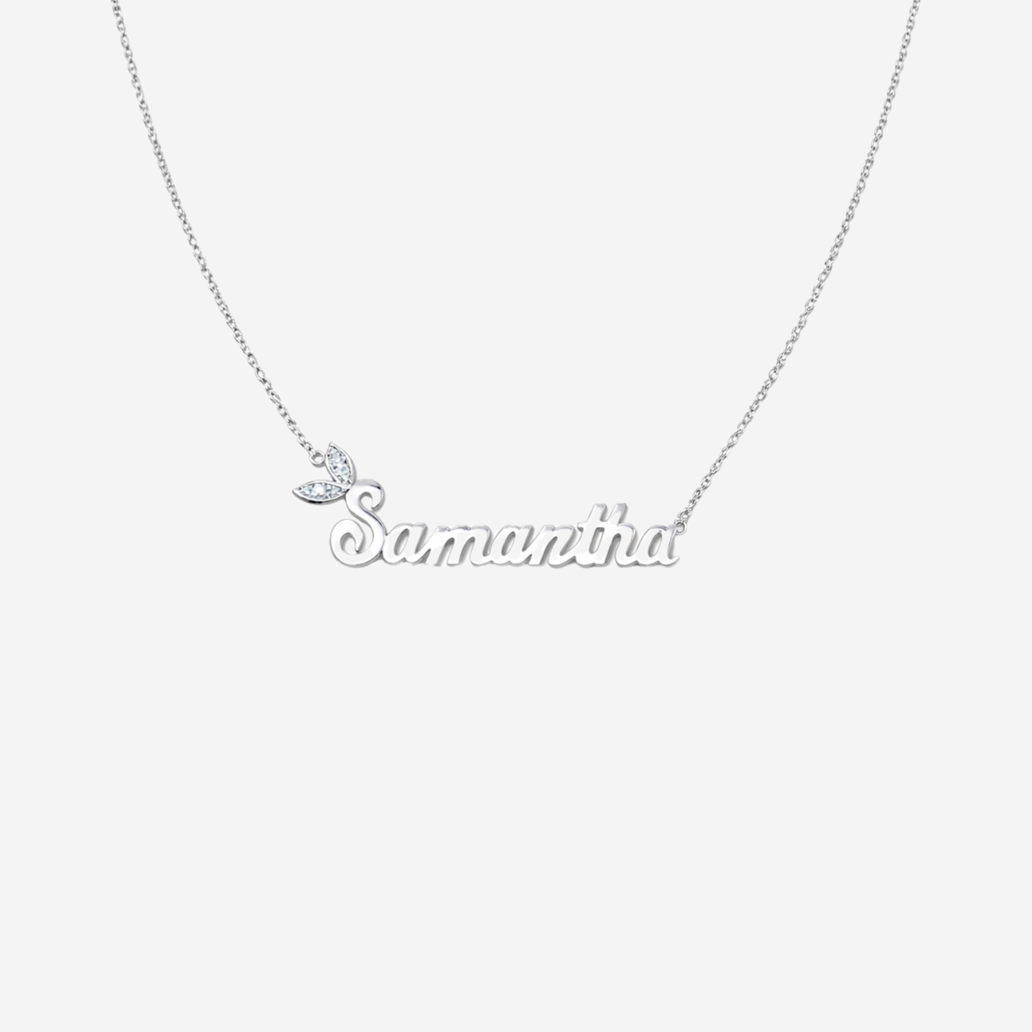 Winged Diamond Name Necklace - 18ct Gold