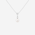 2.50ct Lab Grown Diamond Pearl Drop Necklace - 9ct White Gold