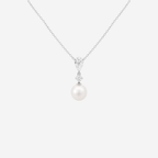 2.50ct Lab Grown Diamond Pearl Drop Necklace - 9ct White Gold