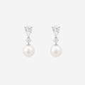 2.50ct Lab Grown Diamond Pearl Drop Earrings - 9ct White Gold