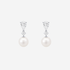 2.50ct Lab Grown Diamond Pearl Drop Earrings - 9ct White Gold
