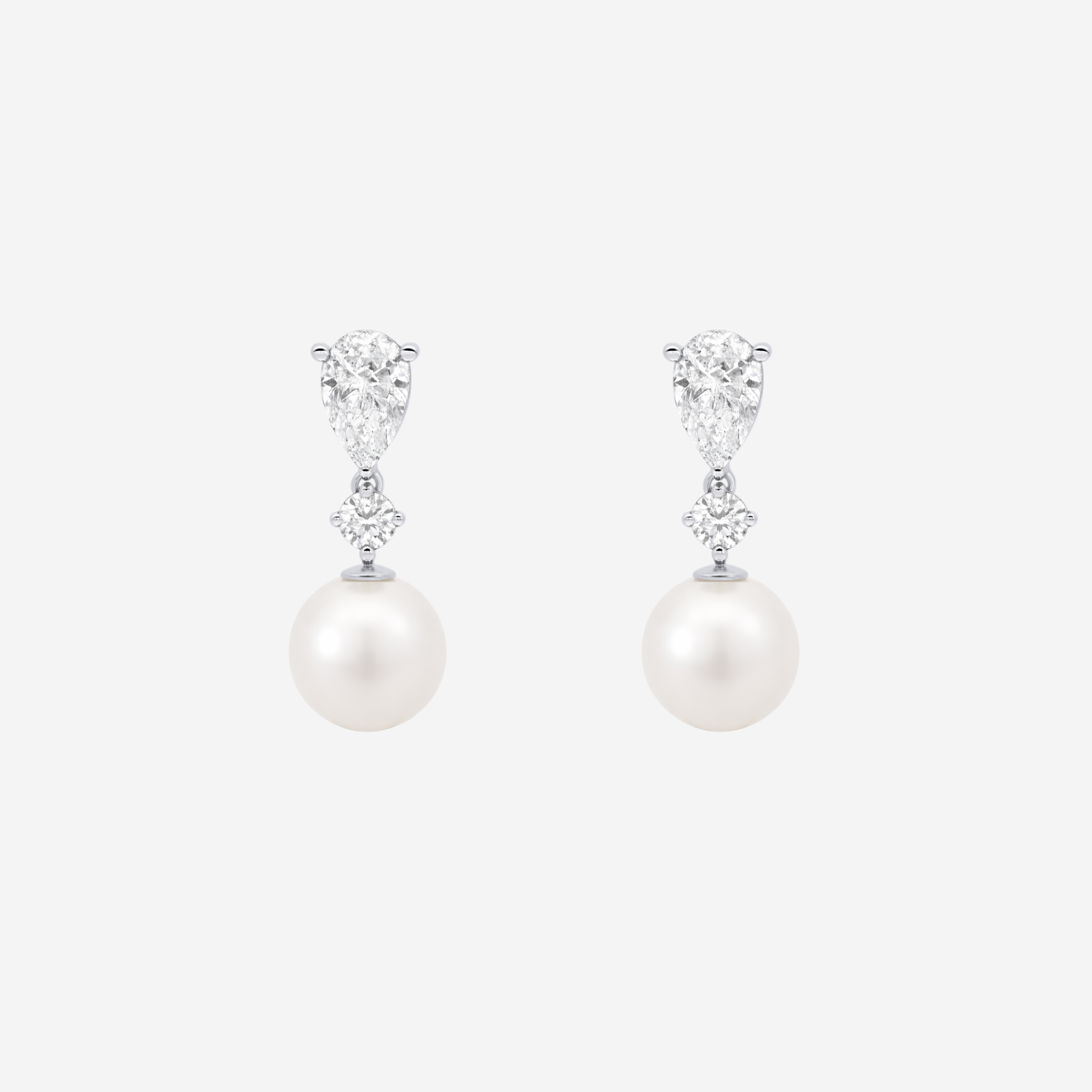 2.50ct Lab Grown Diamond Pearl Drop Earrings - 9ct White Gold