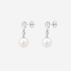 2.50ct Lab Grown Diamond Pearl Drop Earrings - 9ct White Gold