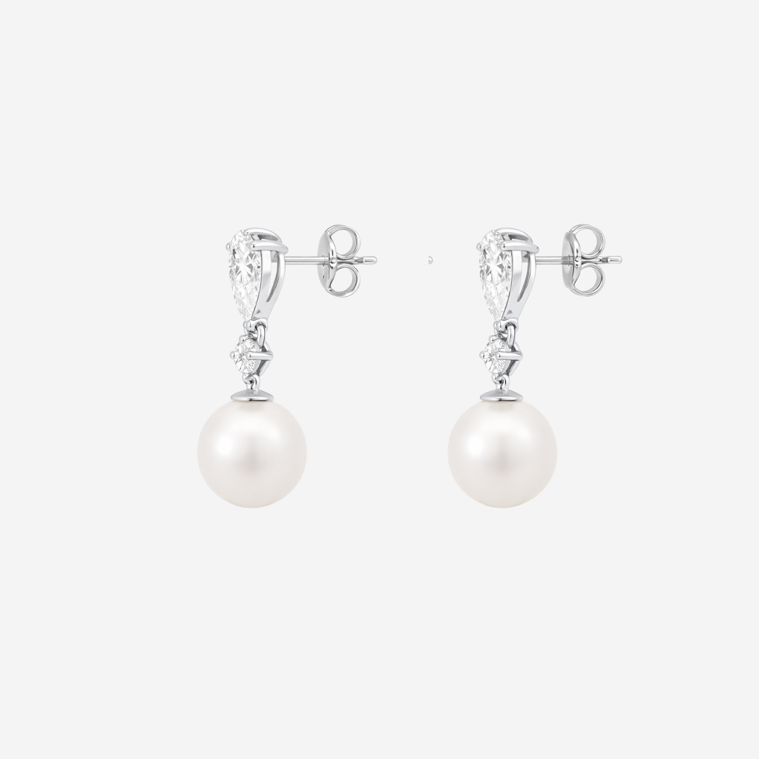 2.50ct Lab Grown Diamond Pearl Drop Earrings - 9ct White Gold