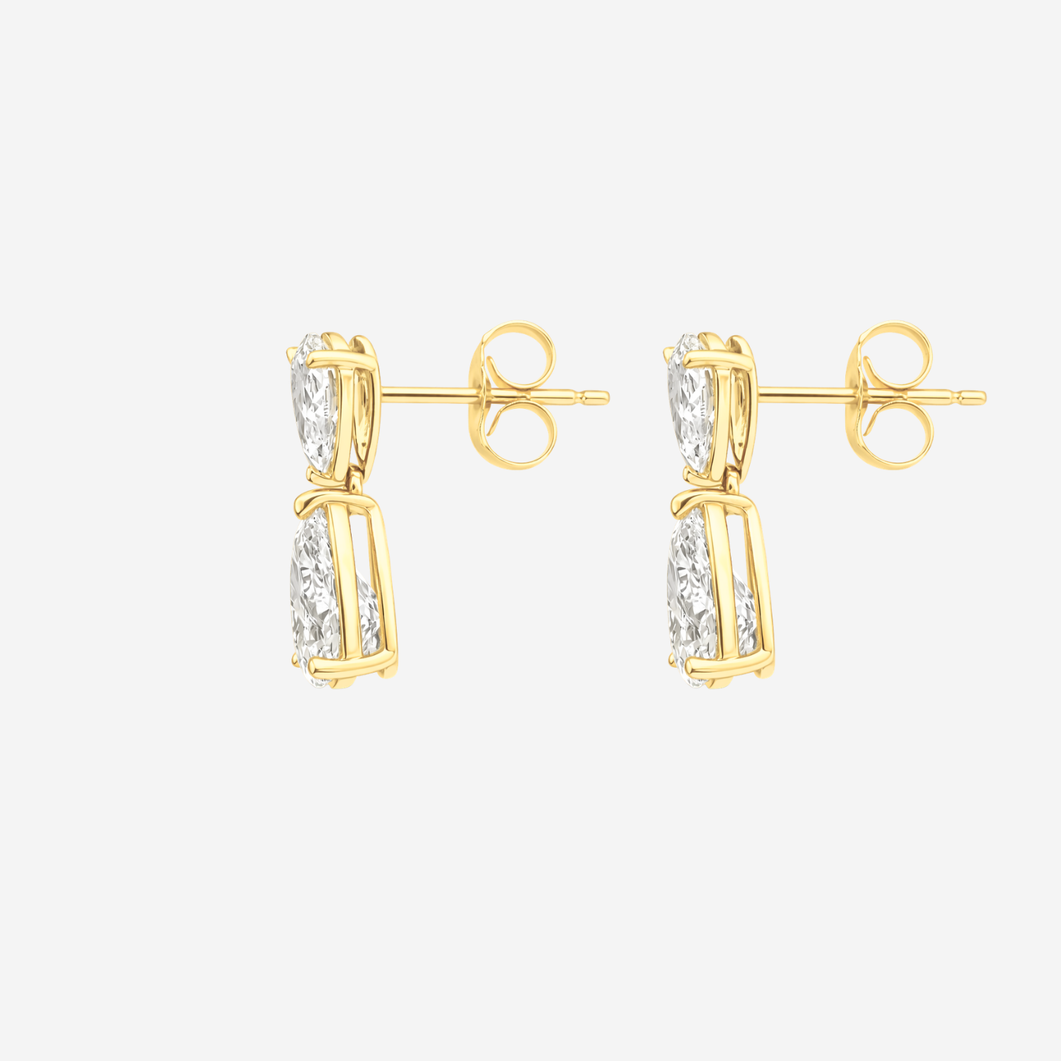 2.00ct Lab Grown Diamond Double Pear Drop Earrings - 18ct Yellow Gold