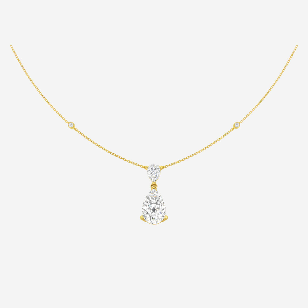 4.00ct Lab Grown Diamond Pear Drop Necklace - 9ct Yellow Gold