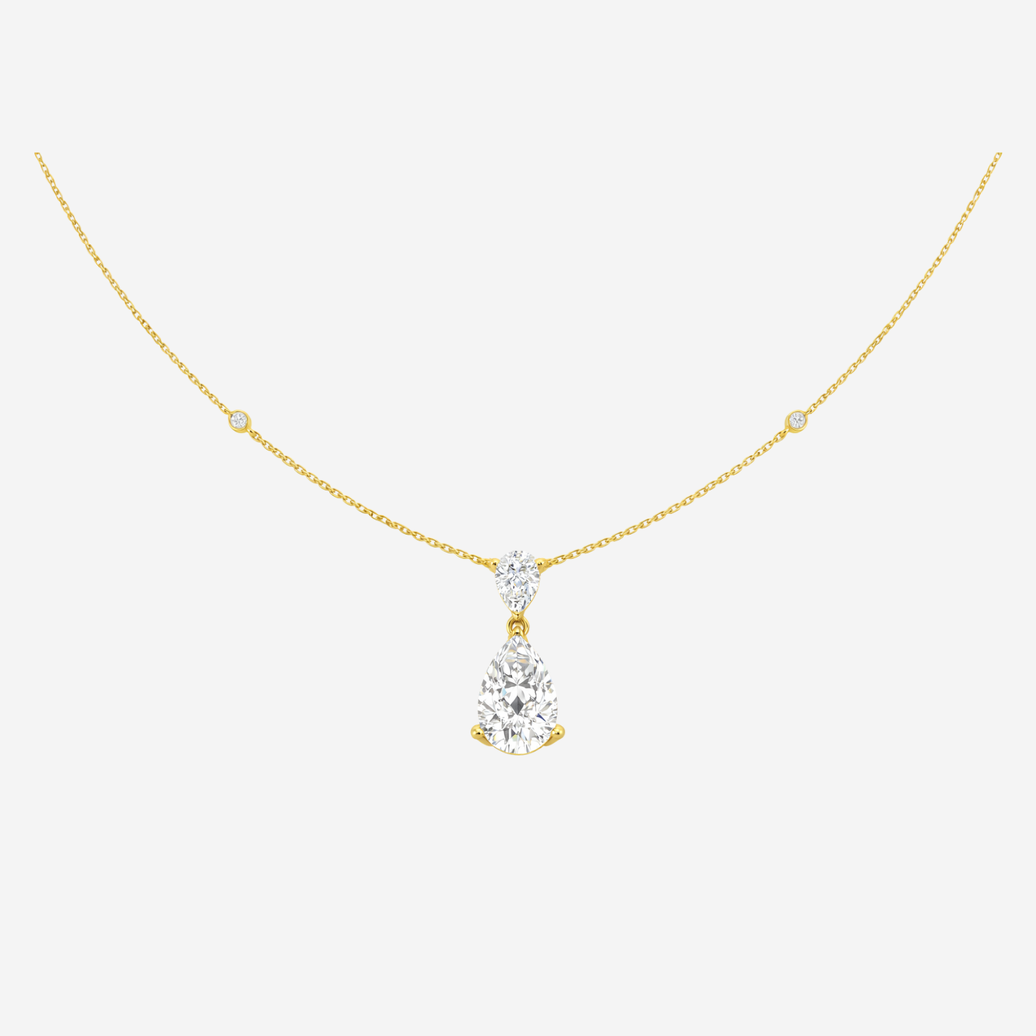 4.00ct Lab Grown Diamond Pear Drop Necklace - 9ct Yellow Gold
