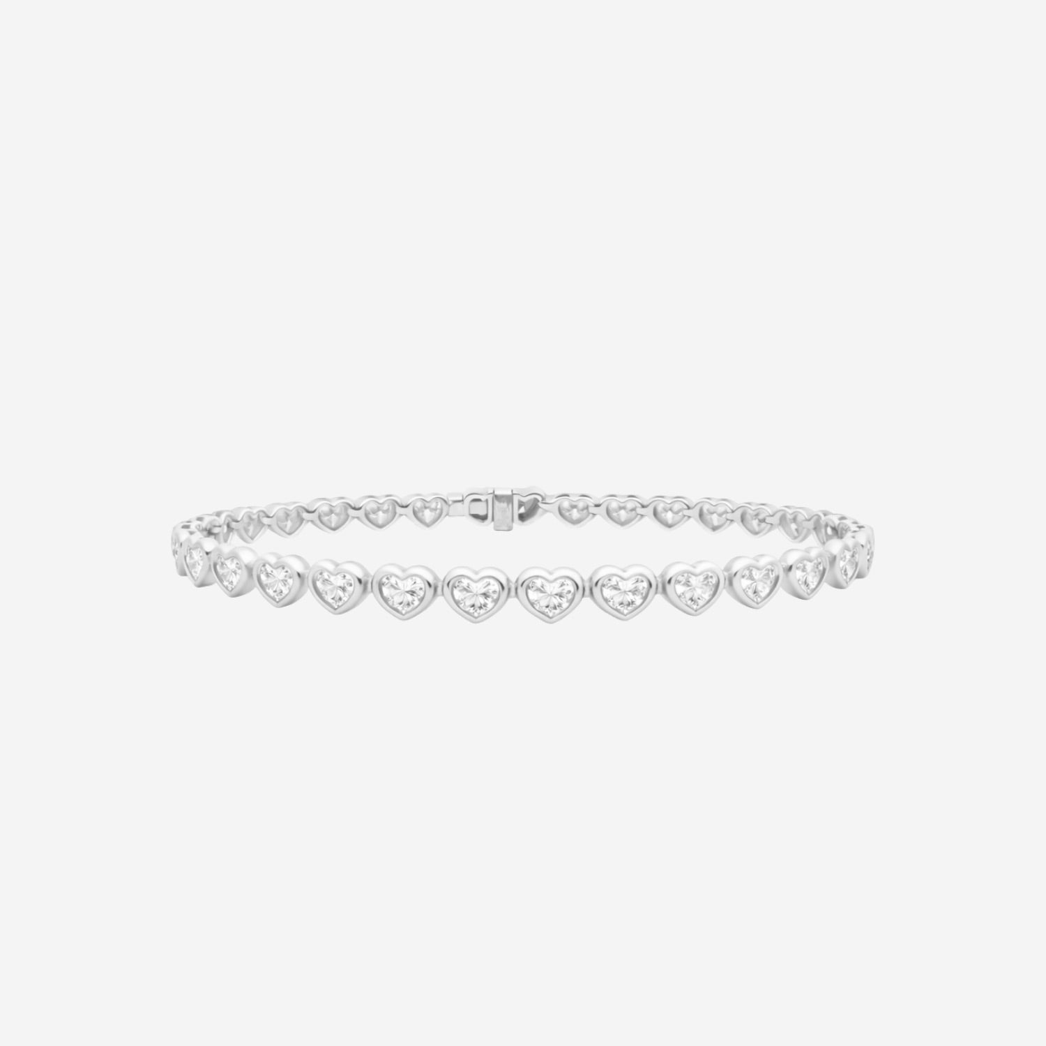 5.00ct Lab Grown Diamond Bezel Set Heart Tennis Bracelet - 18ct Gold