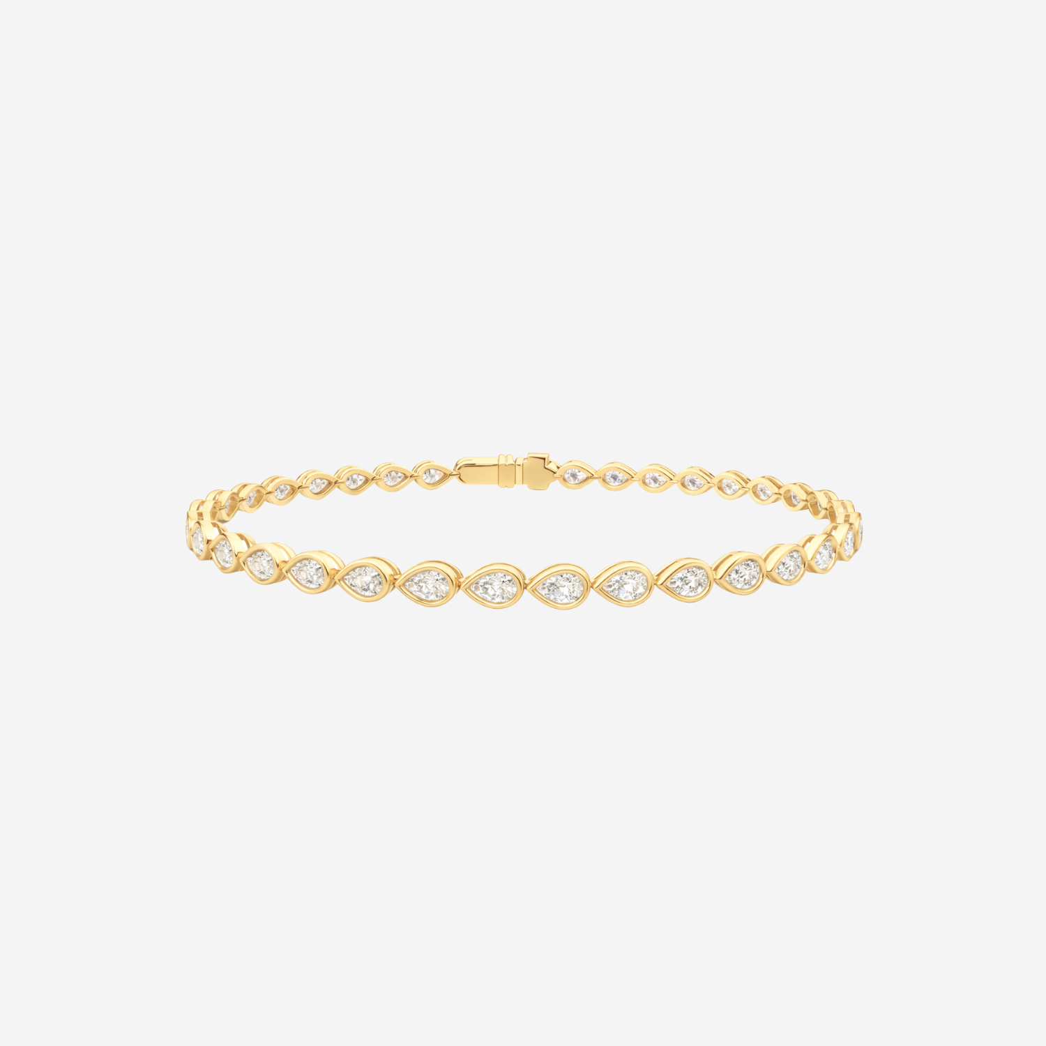 4.30ct Lab Grown Diamond Bezel Set Pear Tennis Bracelet - 18ct Gold