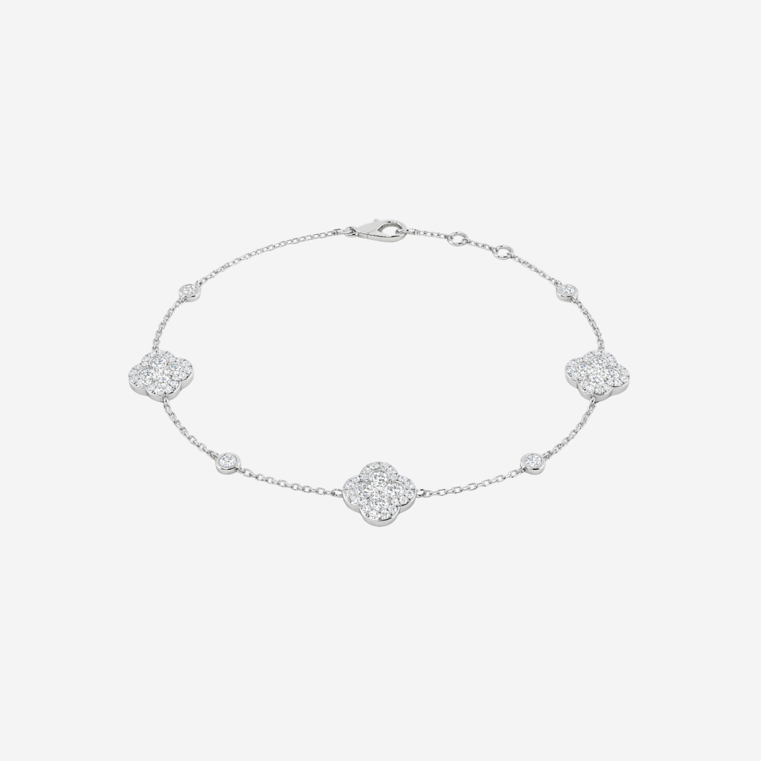 Diamond Clover Chain Bracelet - 18ct White Gold